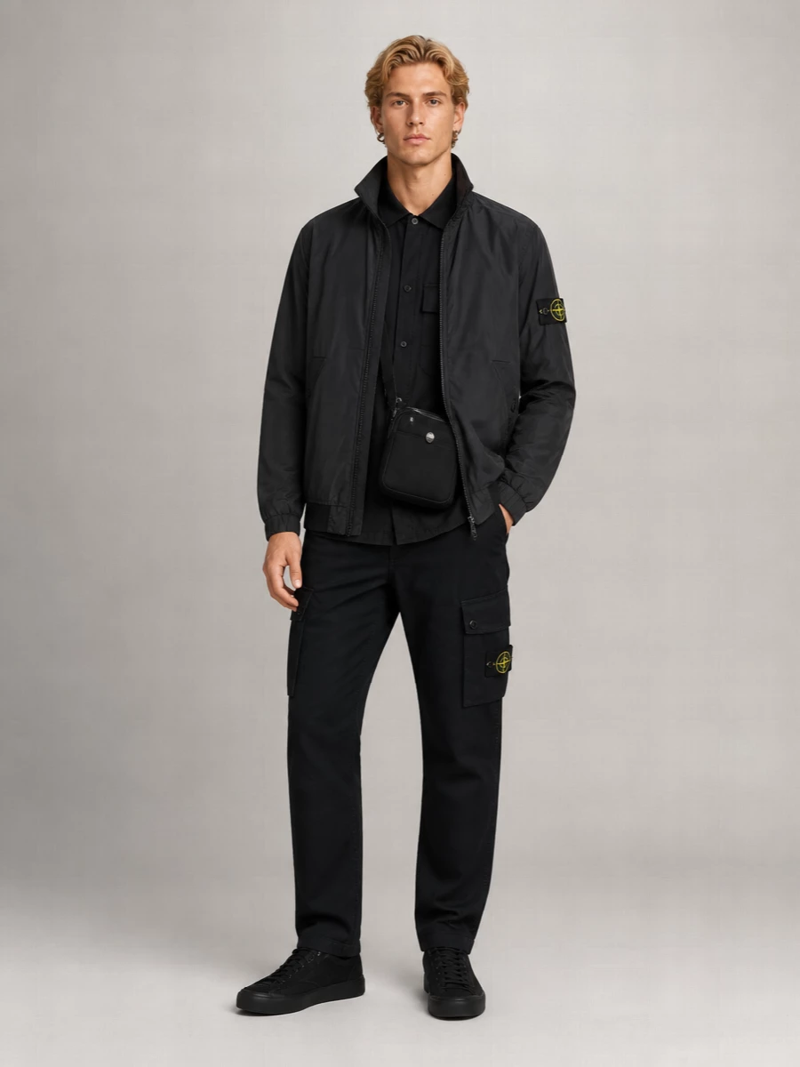 Stone Island Nylon Stand Collar Bomber Jacket