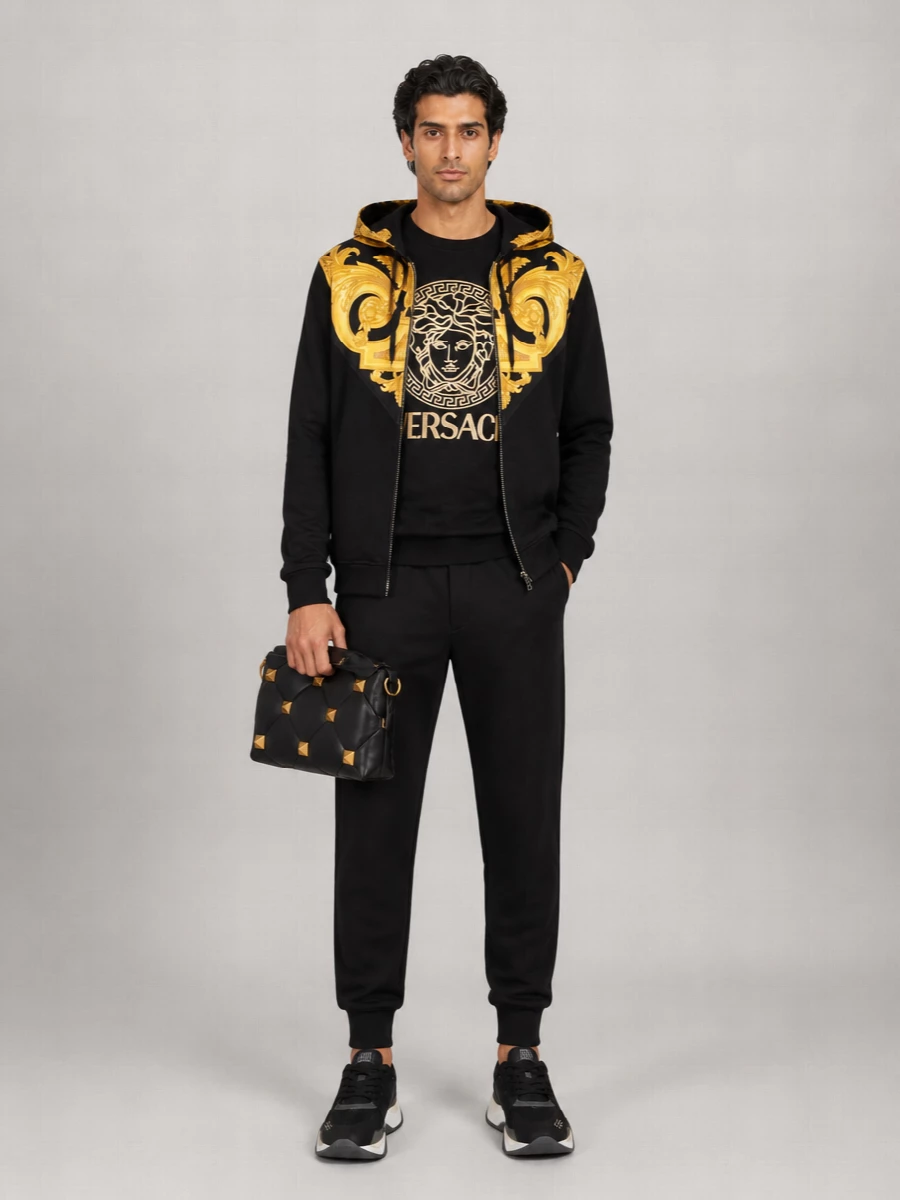 Versace Cotton Printed Hooded Jacket