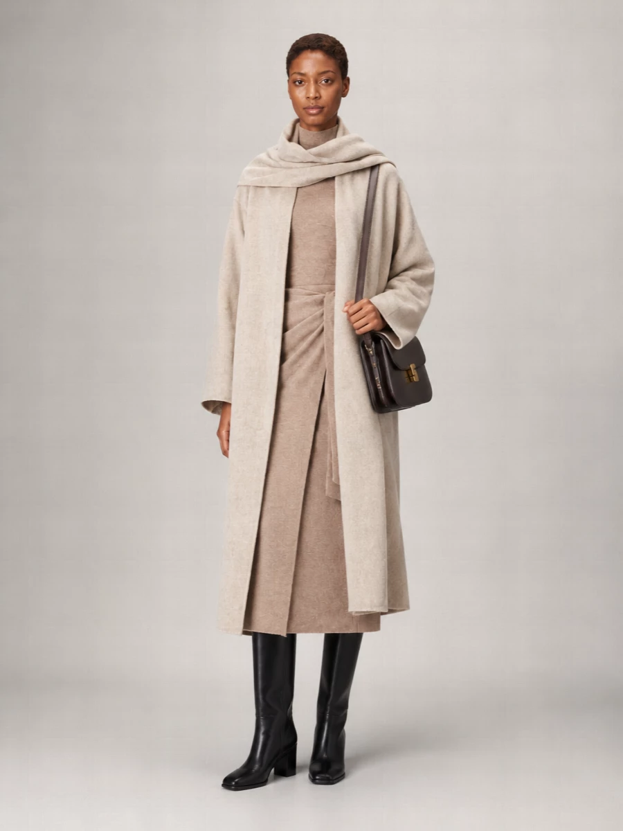 Soeur wool oversized mid calf coat