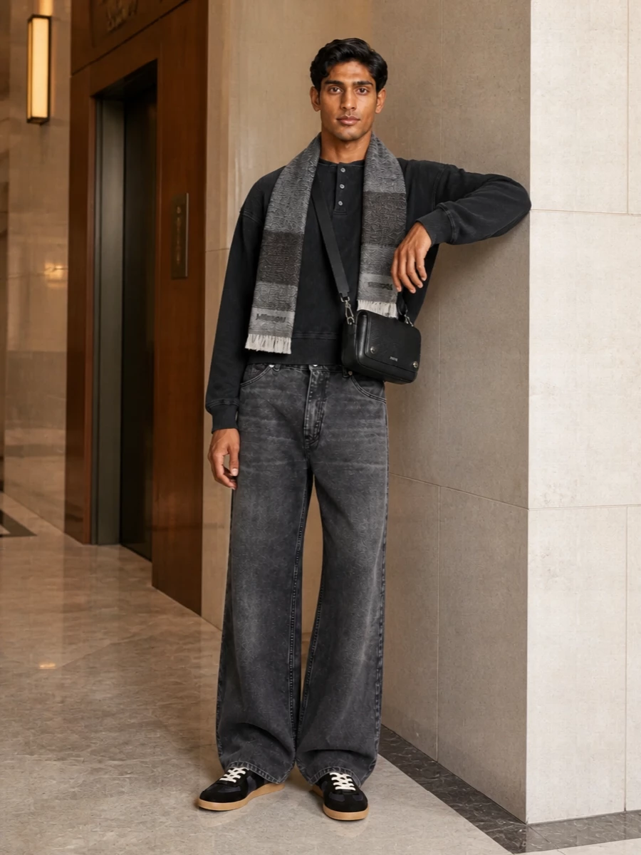 Our legacy sweatshirt wide leg jeans margiela sneakers