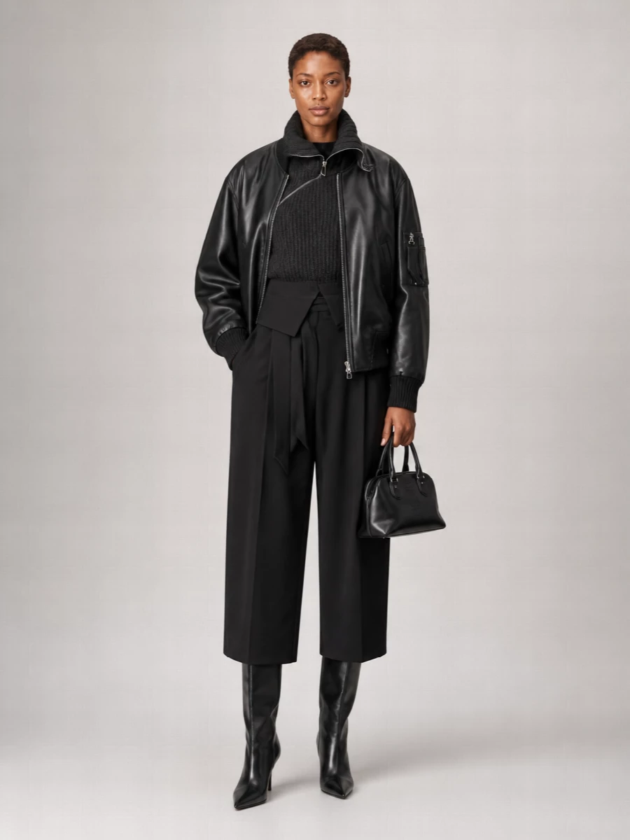 The Attico Leather Bomber Jacket
