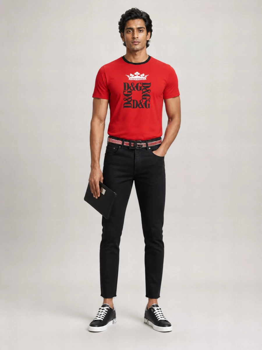 Dolce&Gabbana Cotton Logo Print Crew Neck T-Shirt