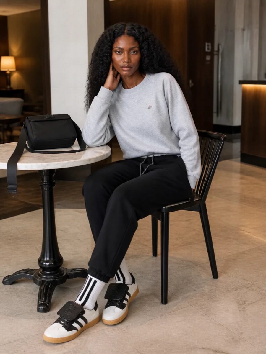 Vivienne westwood joggers grey sweatshirt adidas sneakers