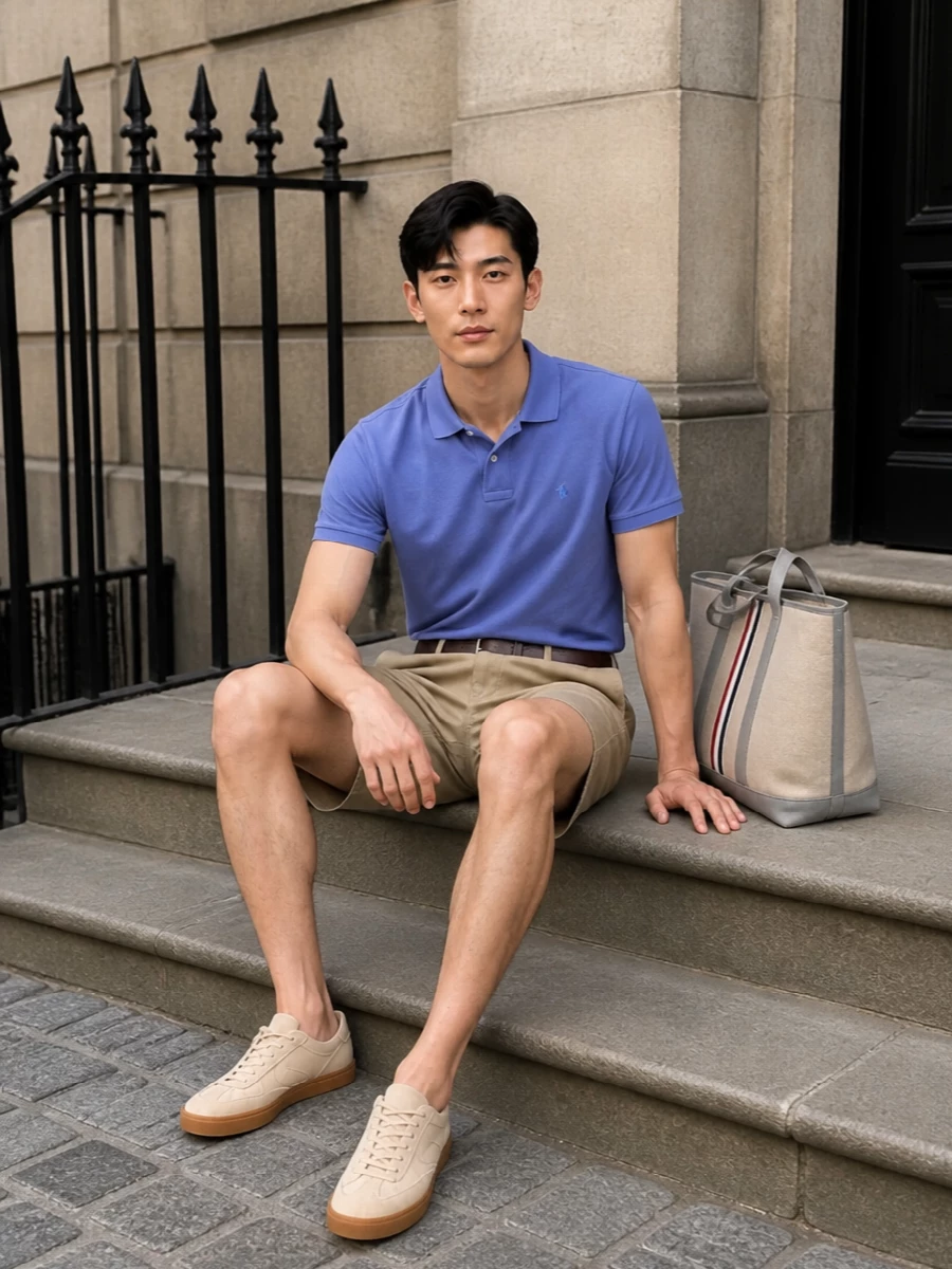 Polo ralph lauren blue polo khaki shorts outfit