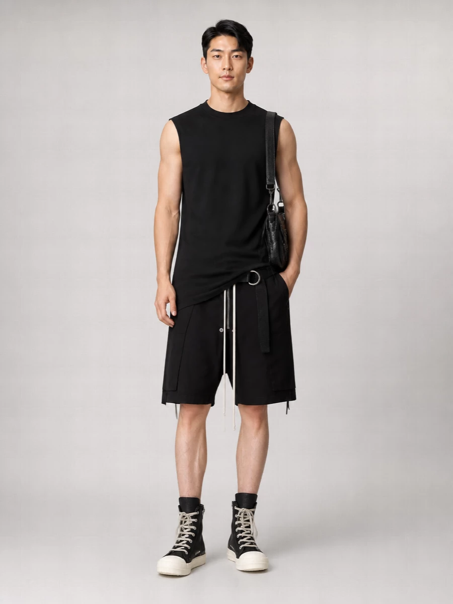 Rick Owens Drkshdw Cotton Sleeveless Long Tank Top
