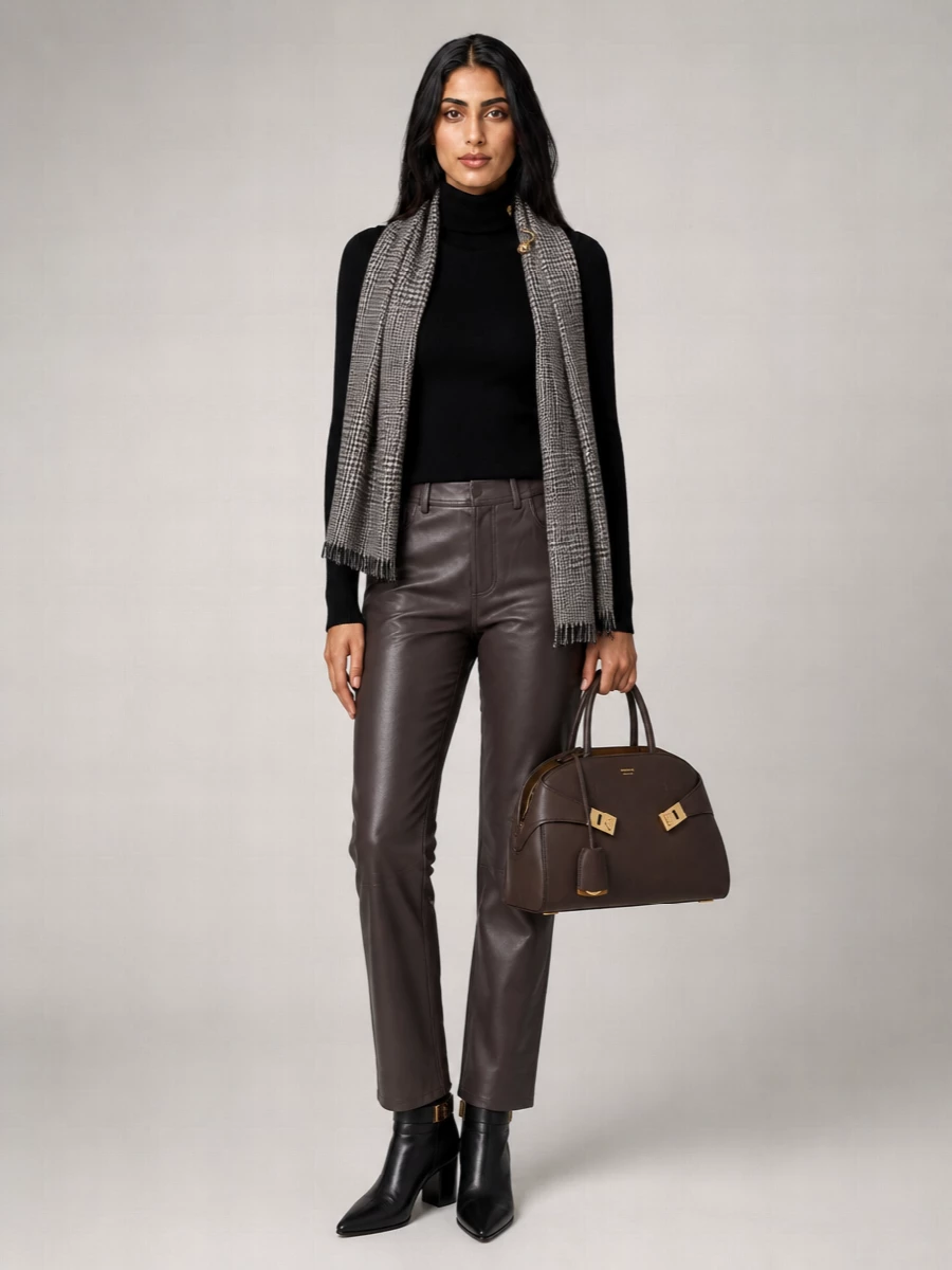 Alberta Ferretti Leather Straight-Leg Trousers