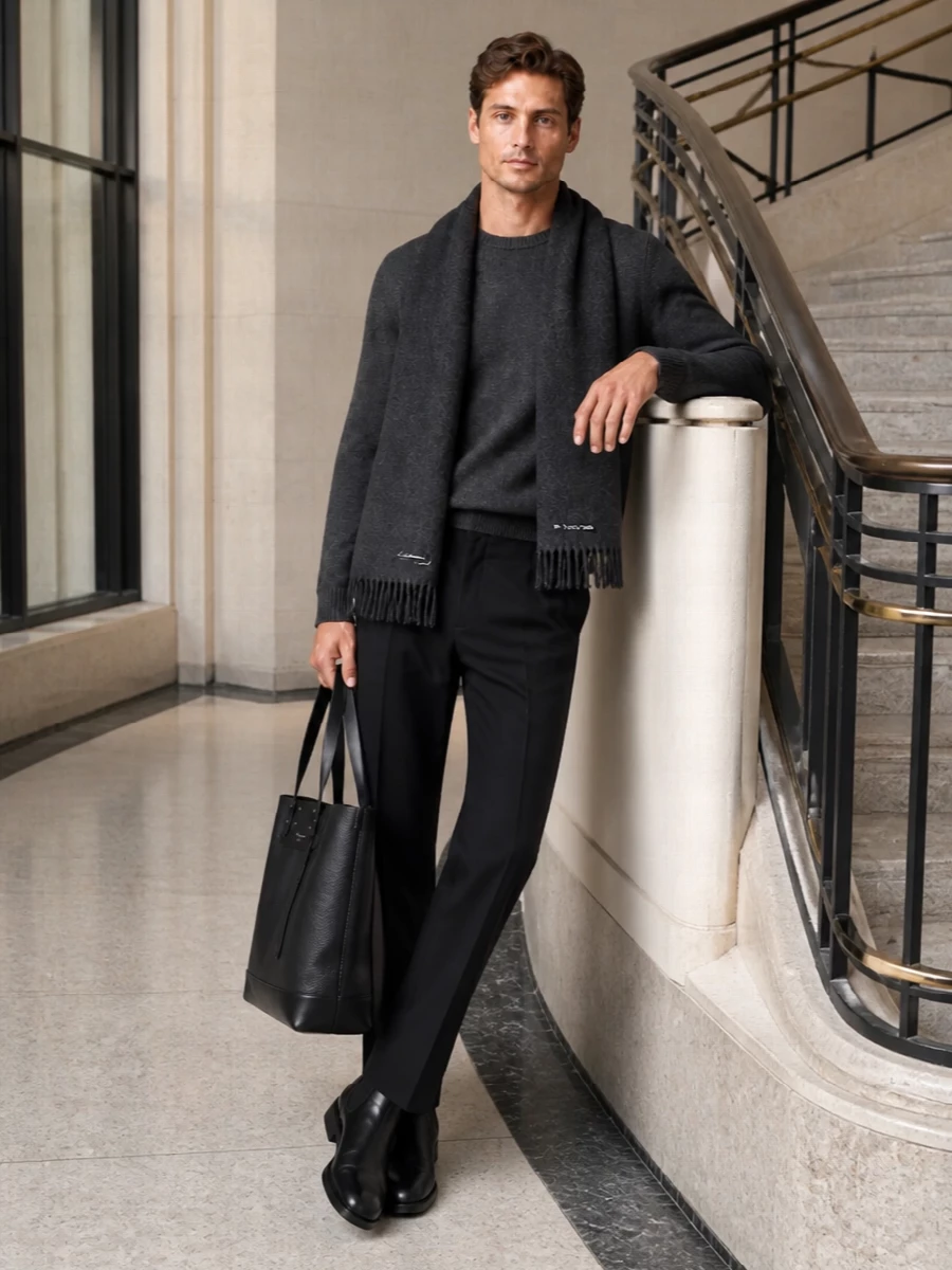 Maison margiela charcoal sweater black trouser