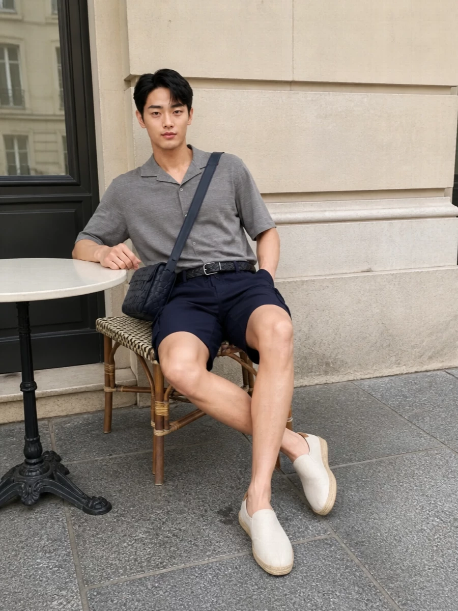 Brunello cucinelli cargo shorts camp collar shirt