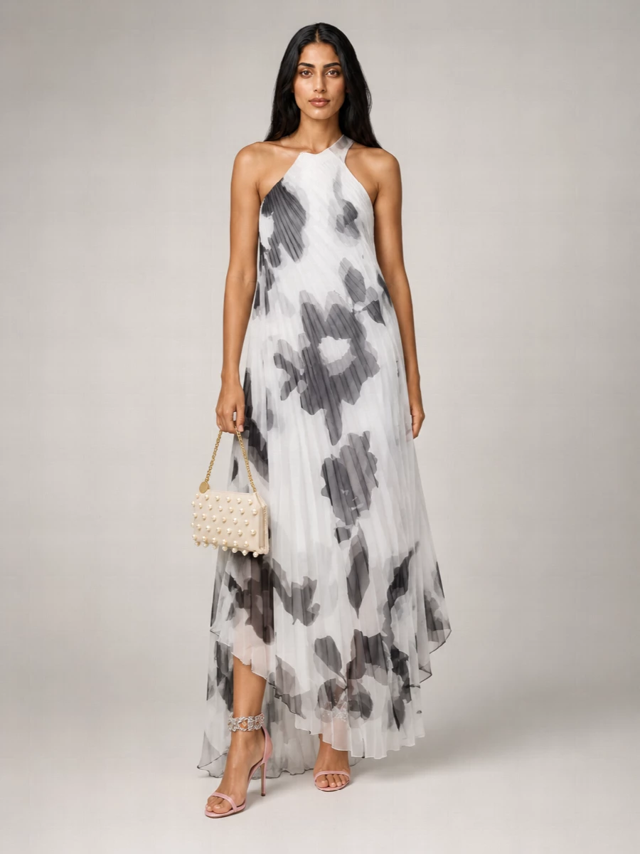 Max Mara Printed Asymmetric Maxi Dress