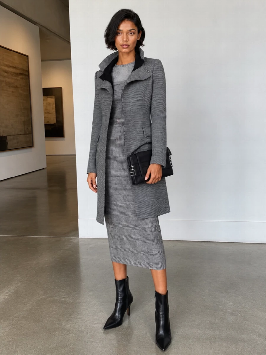 Junya watanabe coat gaultier midi dress outfit