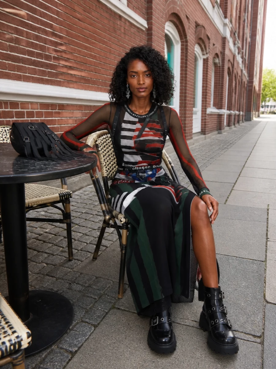 Ottolinger sheer maxi dress platform boots