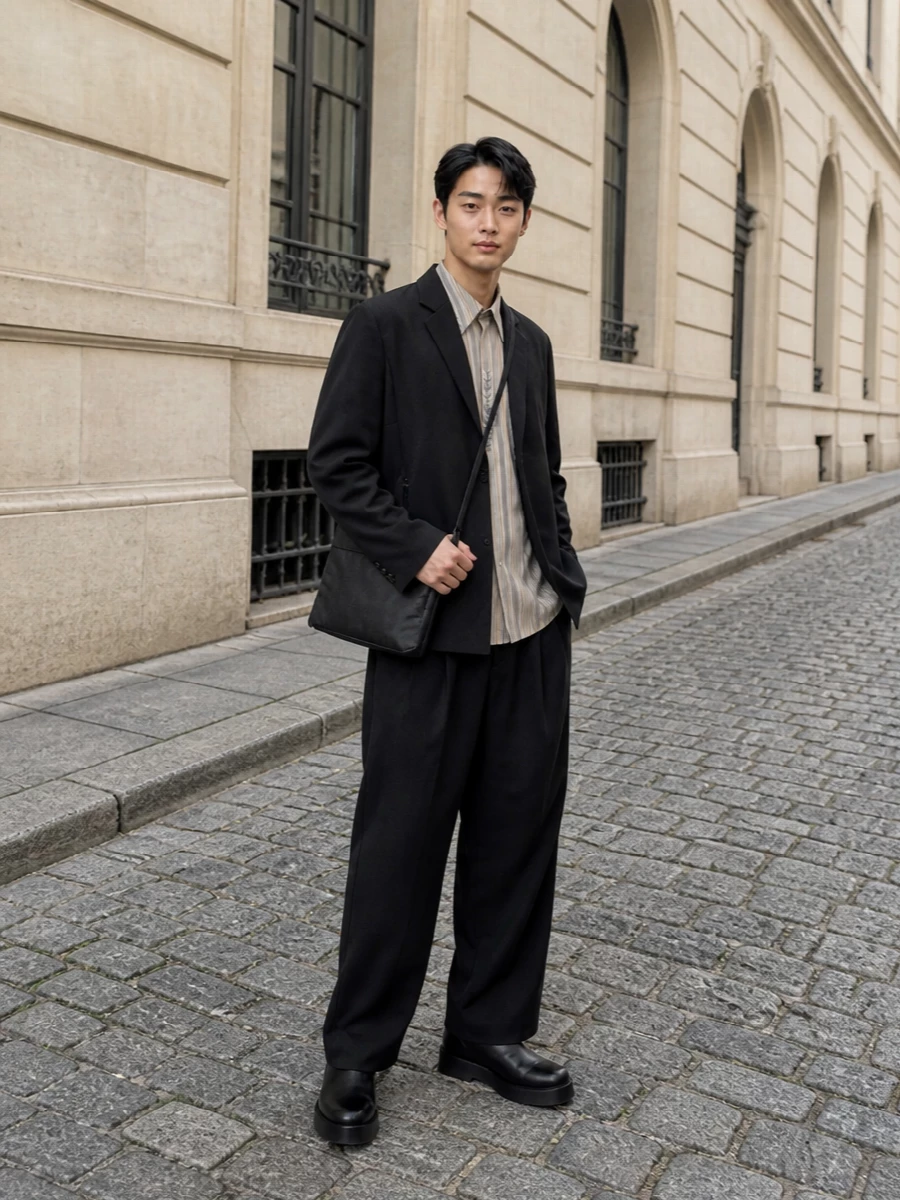 Kiko coat wide trousers chelsea boots