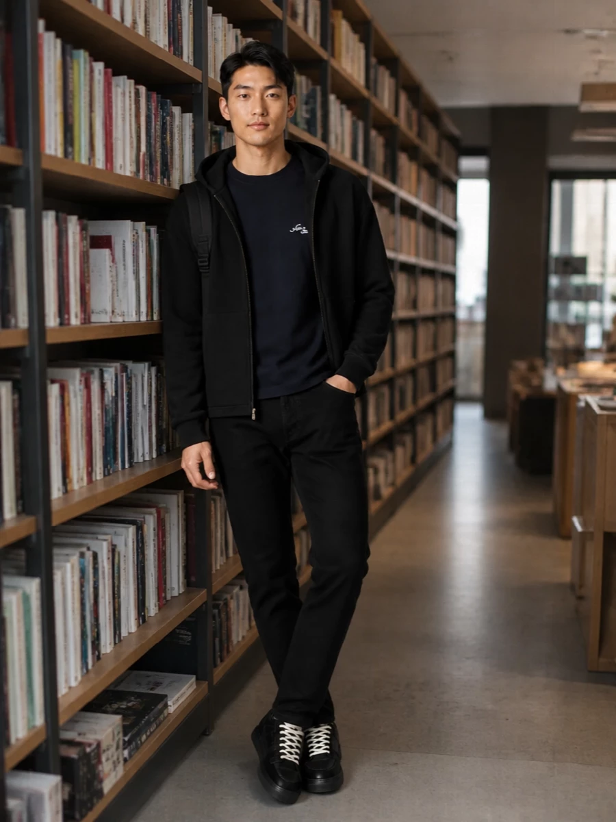 Acne studios black hoodie black jeans outfit
