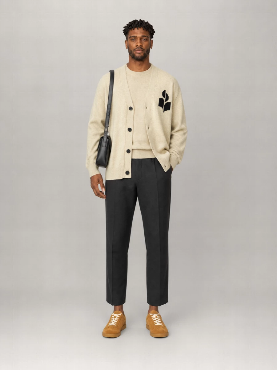 Isabel Marant Curtis V-Neck Logo-Knit Cardigan