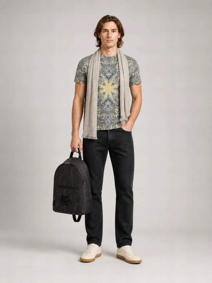 Etro Cotton Paisley-Print Crew-Neck T-Shirt
