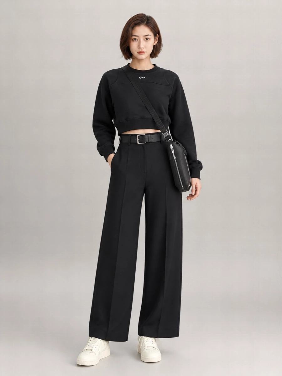 Off-White Cropped Cotton Sweatshirt