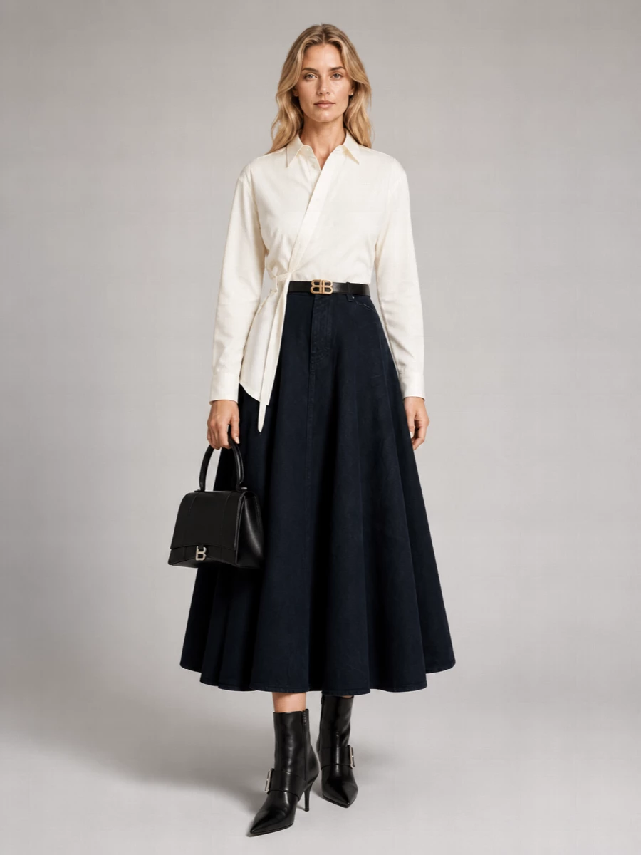 Balenciaga Denim Full Skirt