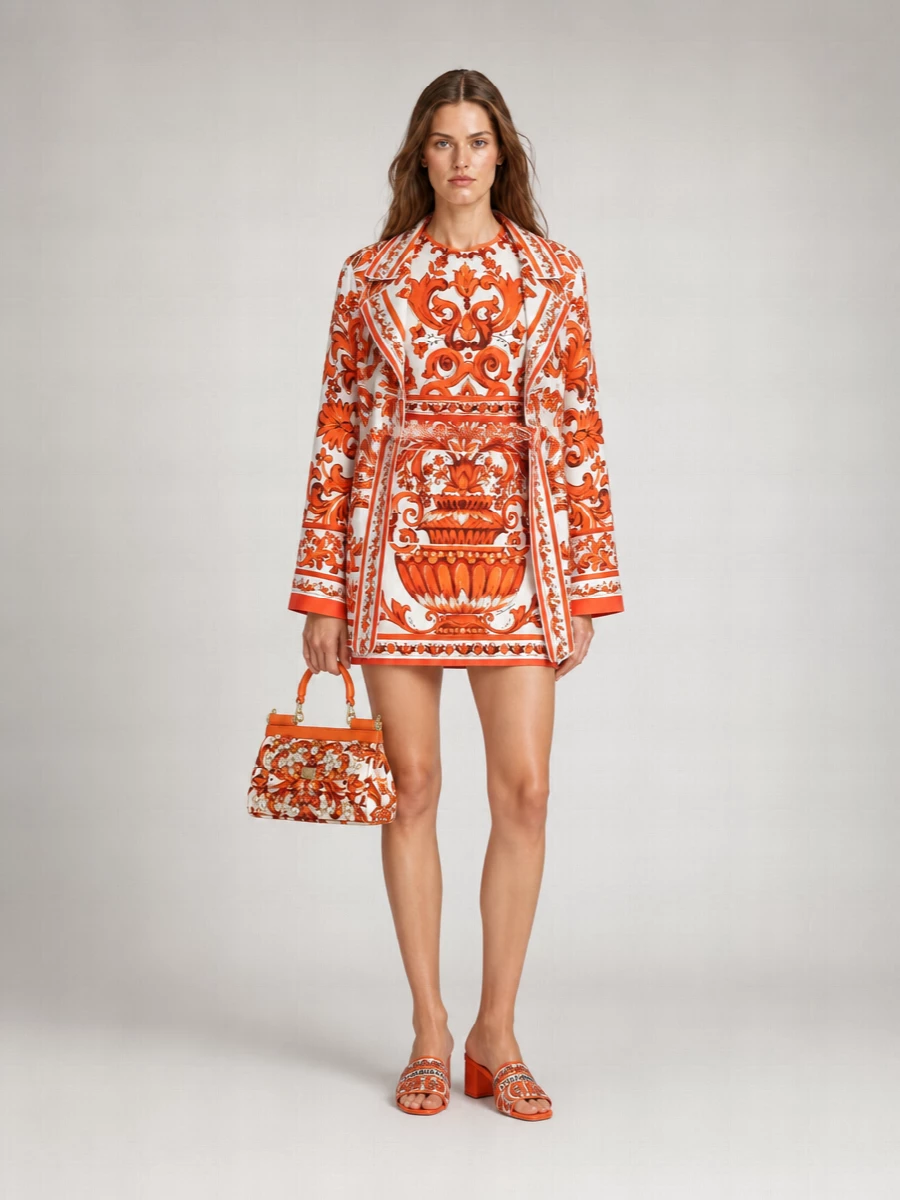 Dolce&Gabbana Silk Printed Long-Sleeve Shirt