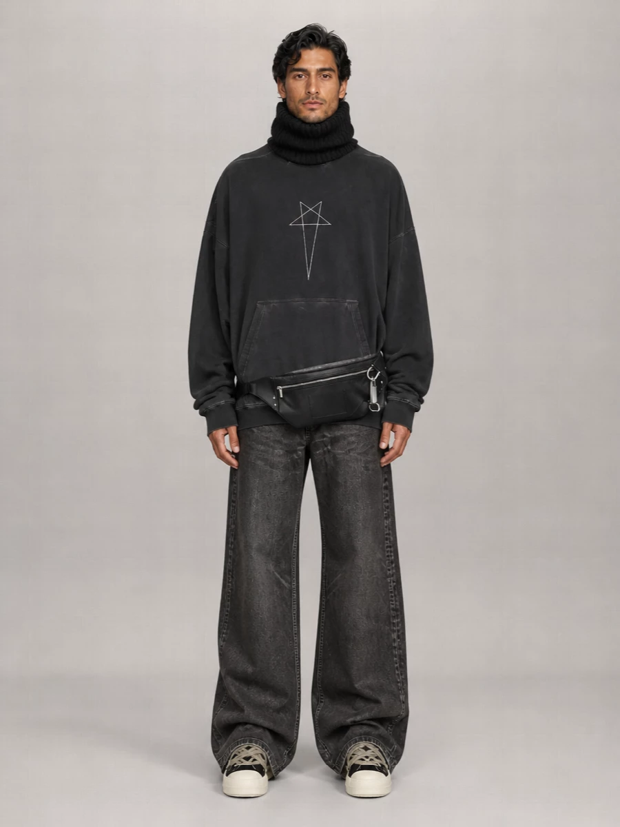 Rick Owens Drkshdw Cotton Wide-Leg Strobe Jeans