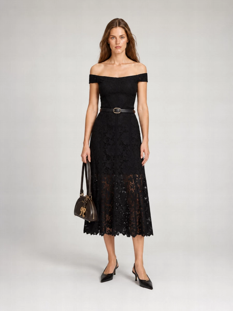 Self-Portrait Bardot Neckline Mini Dress