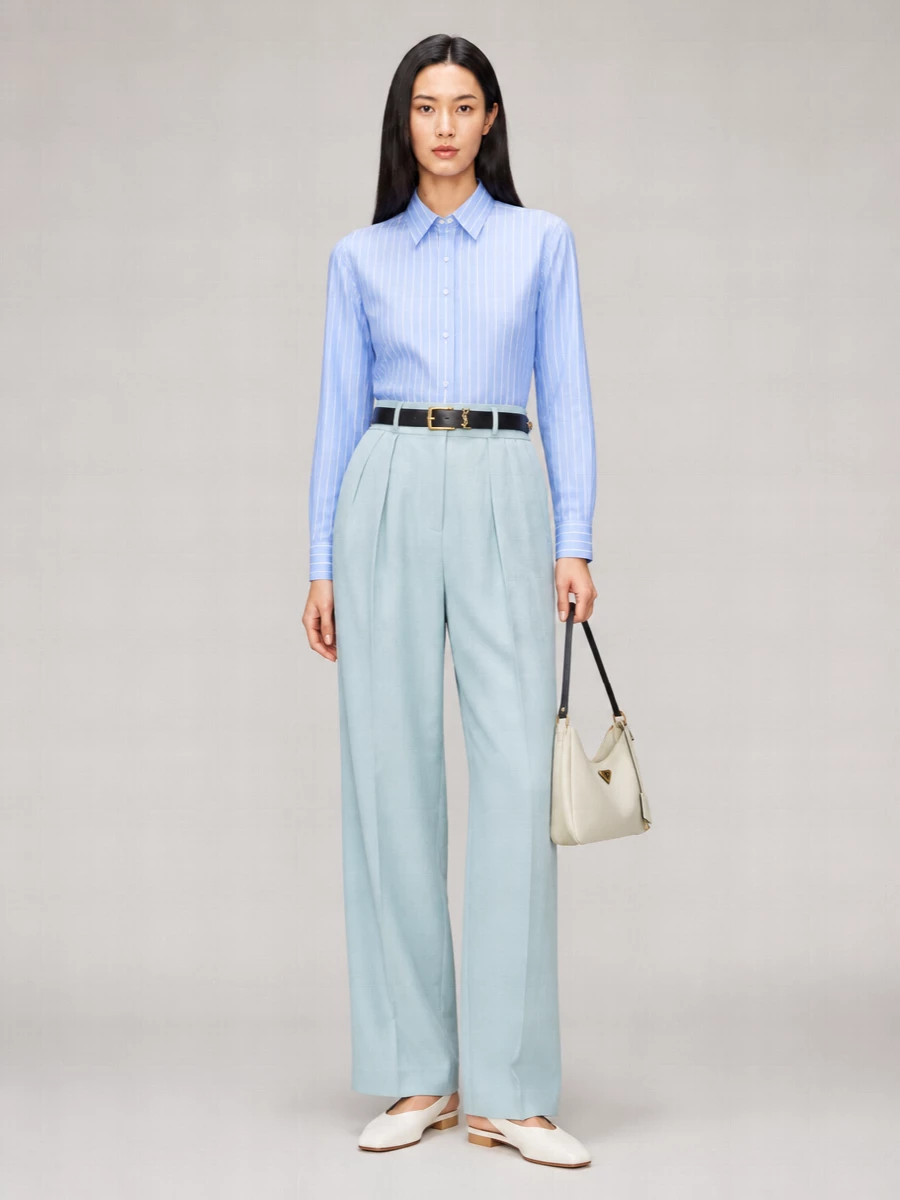 Auralee Silk Blend Striped Long-Sleeve Shirt