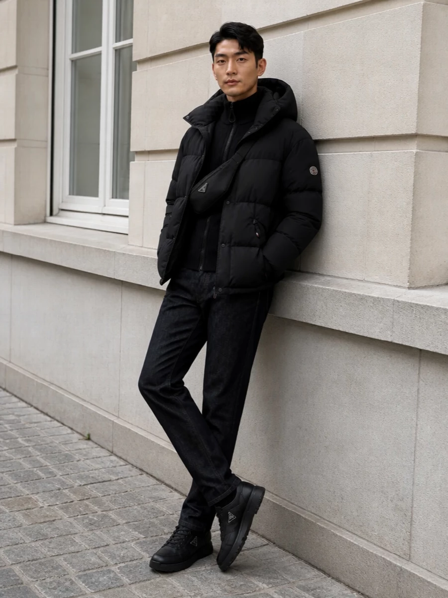 Moncler jacket prada sneakers winter outfit