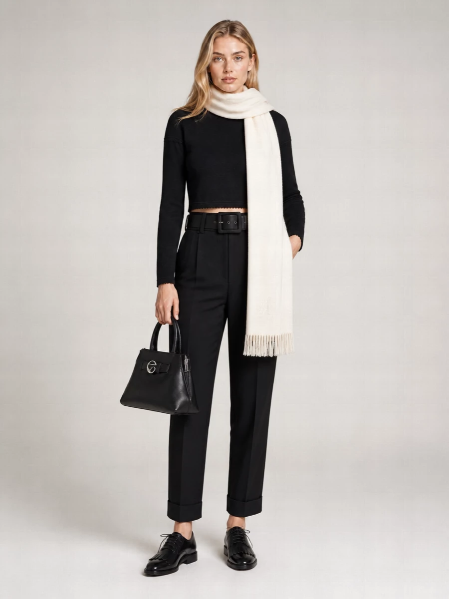 Max Mara Cashmere Wool Cropped Crew-Neck Knitted Top