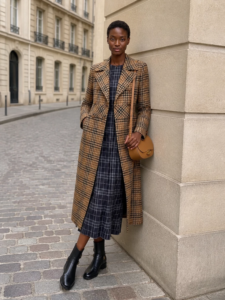 Valentino checked coat burberry plaid midi dress