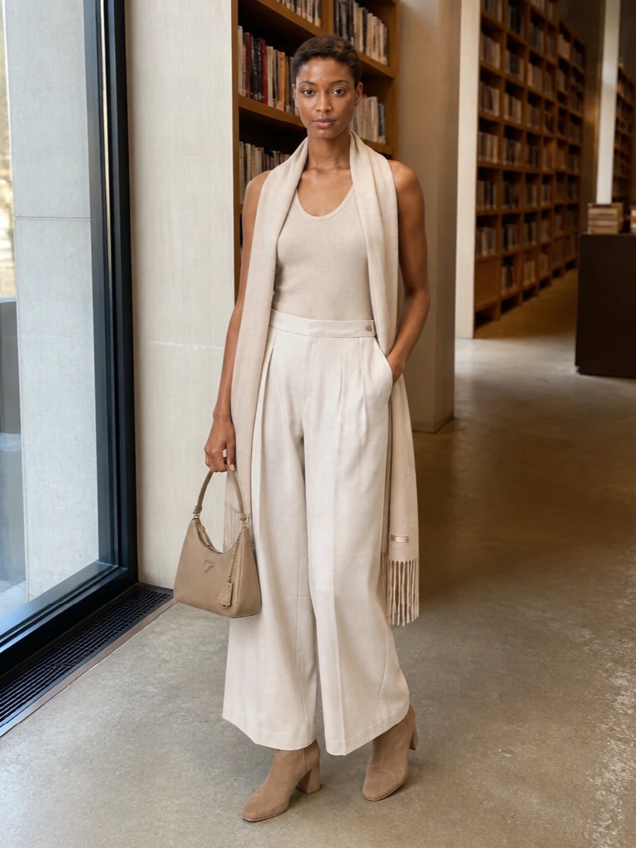Fabiana filippi beige camisole wide leg trousers