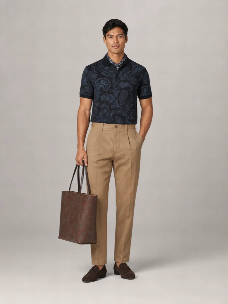 Etro Paisley Print Cotton Polo Shirt
