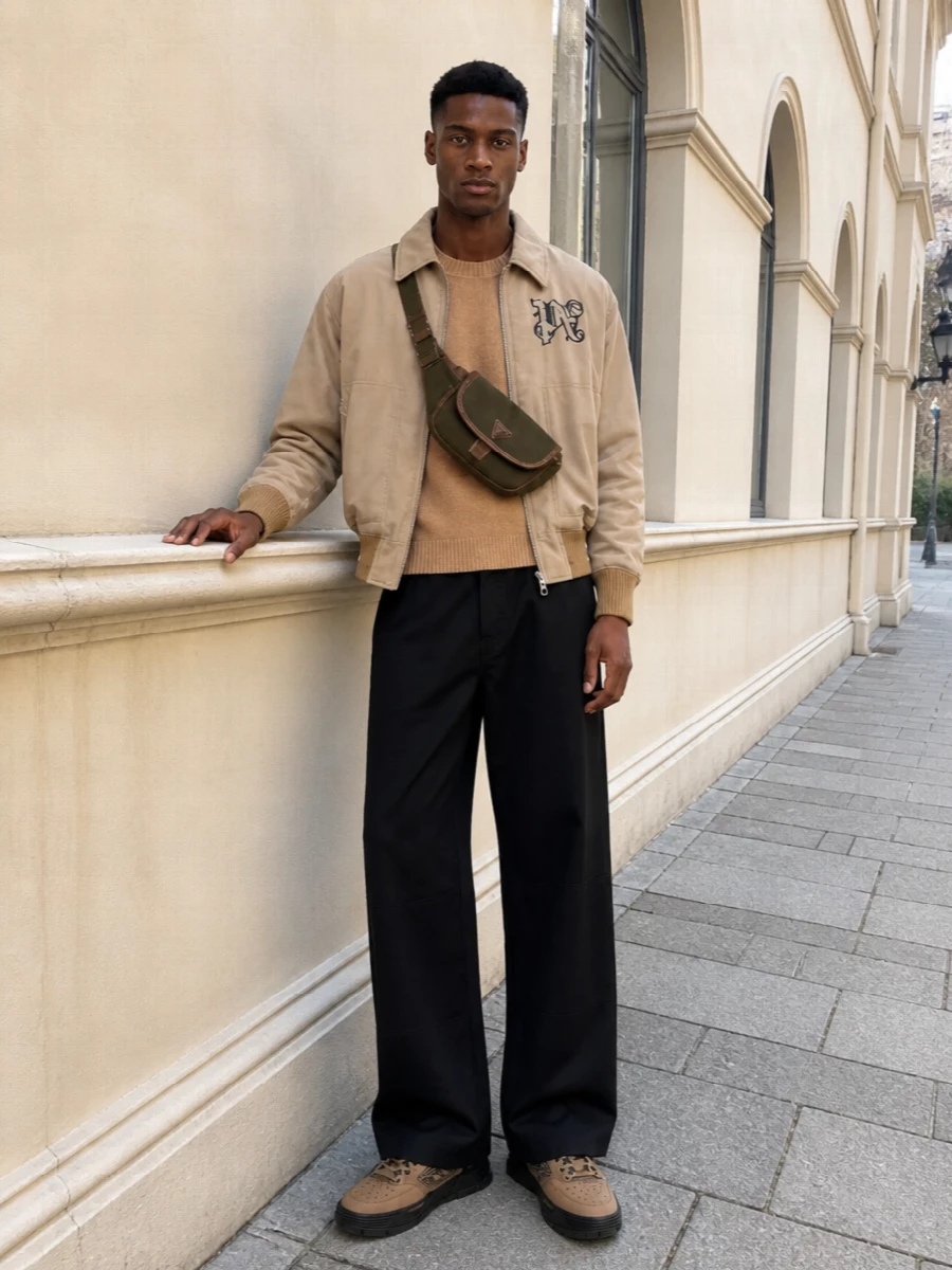 Palm angels bomber wide leg trousers amiri sneakers