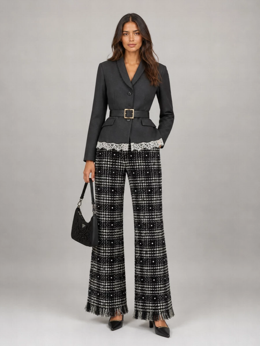 Giuseppe Di Morabito Checked Wide-Leg Trousers