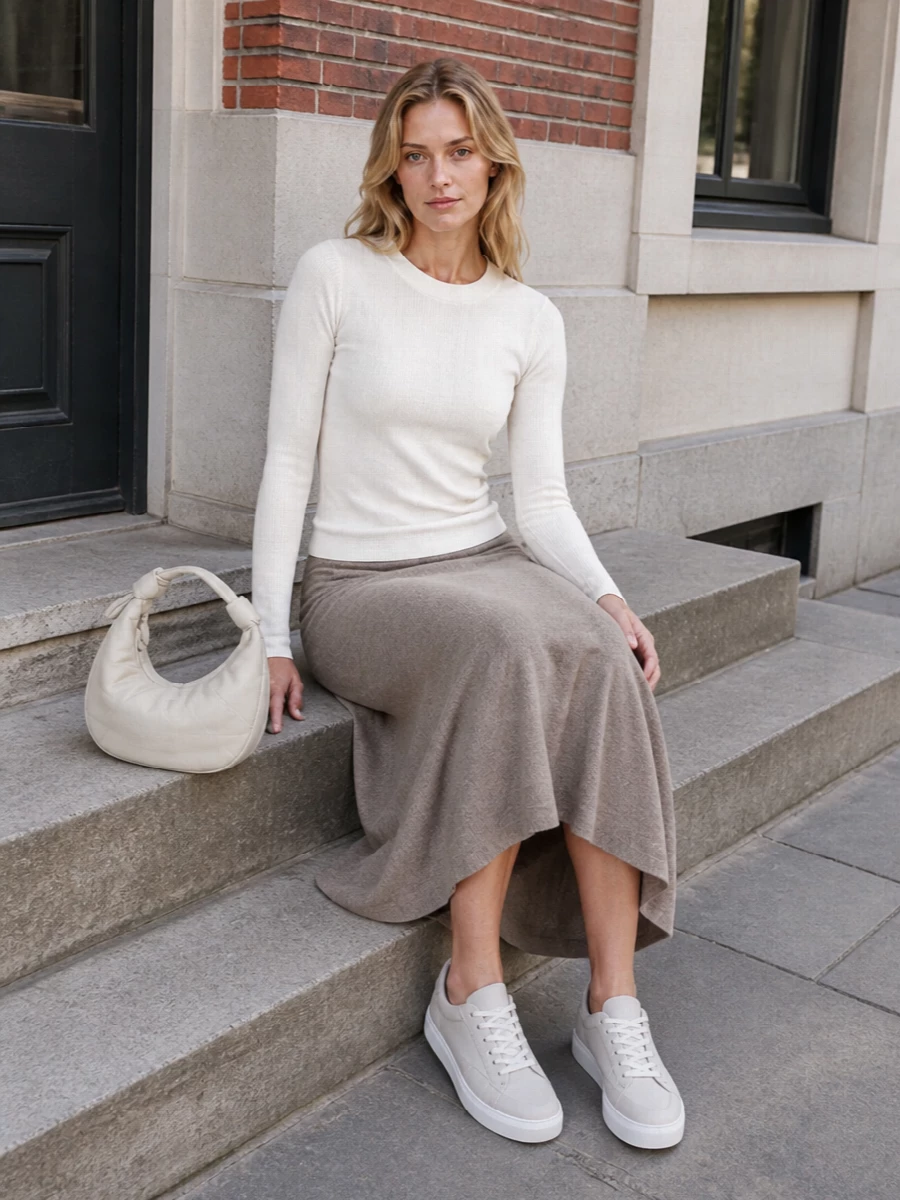 Lisa yang knit outfit lemaire ivory bag