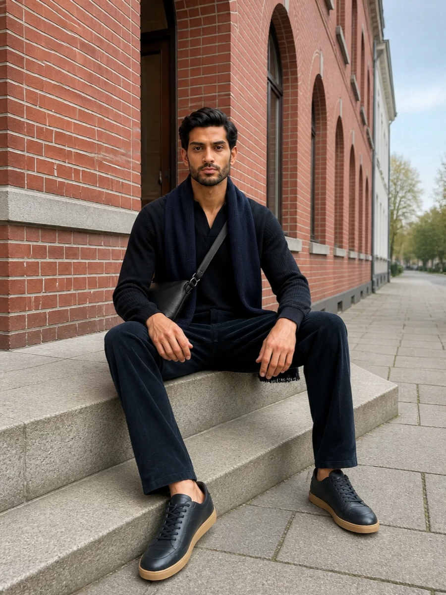 Uma wang navy knit prada corduroy trousers
