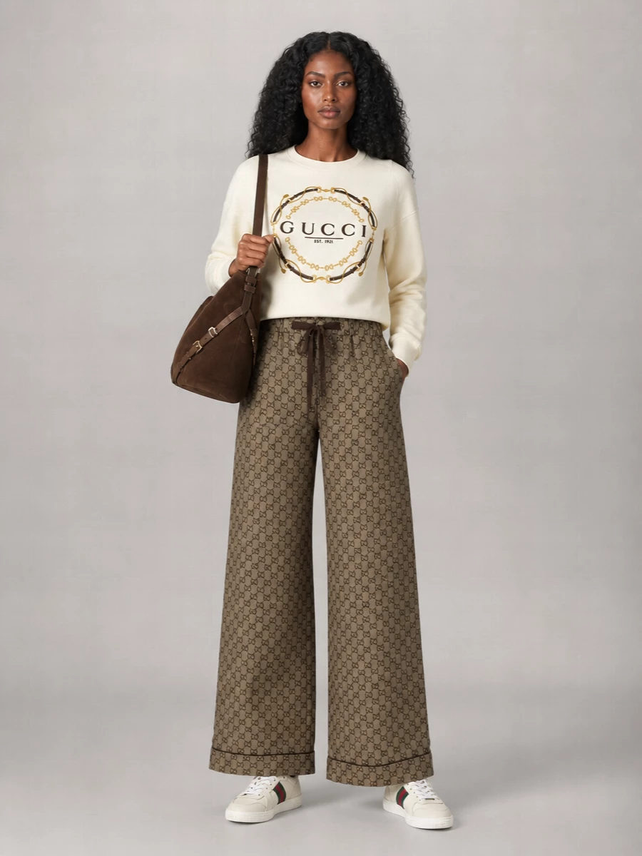 Gucci Cotton Logo-Print Embroidered Long-Sleeve Sweatshirt