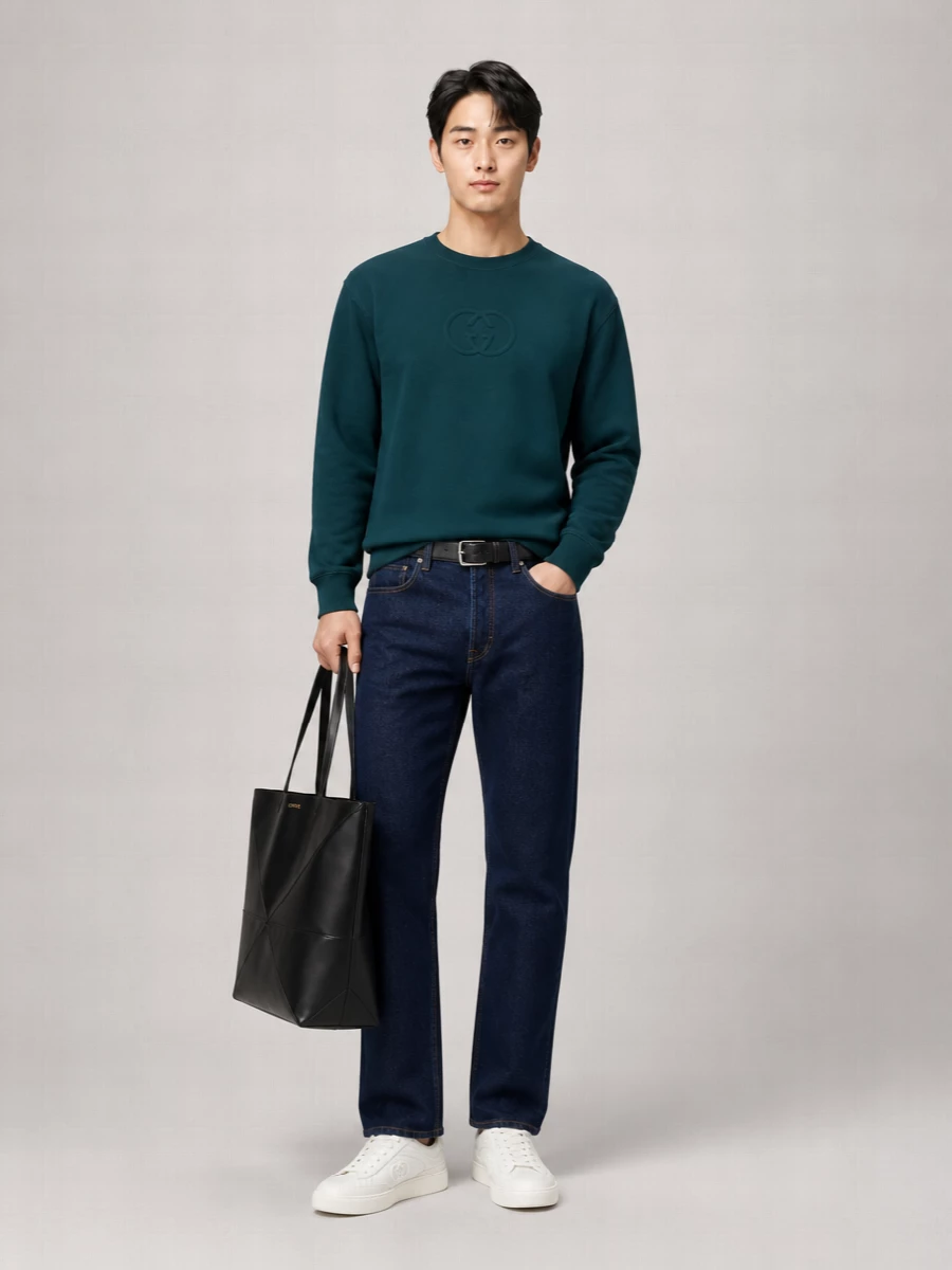 Gucci Cotton Logo-Embossed Crew-Neck Sweatshirt