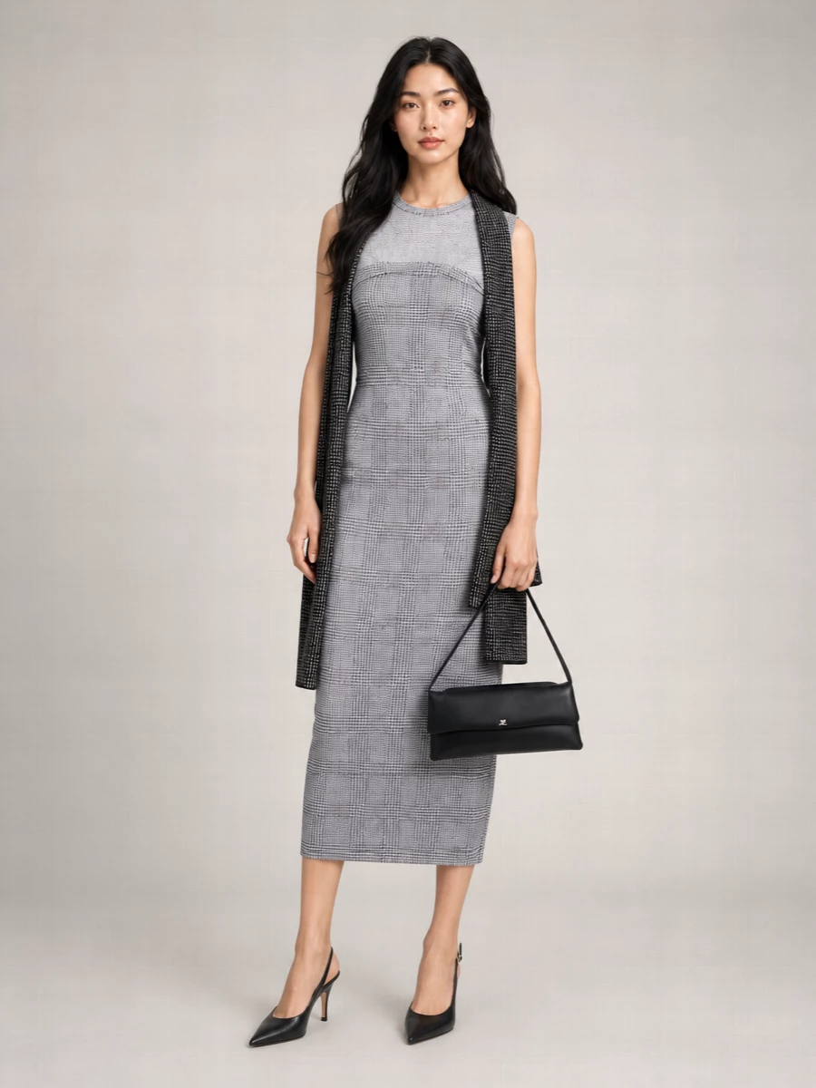 Jean Paul Gaultier Printed Mesh Midi Dress