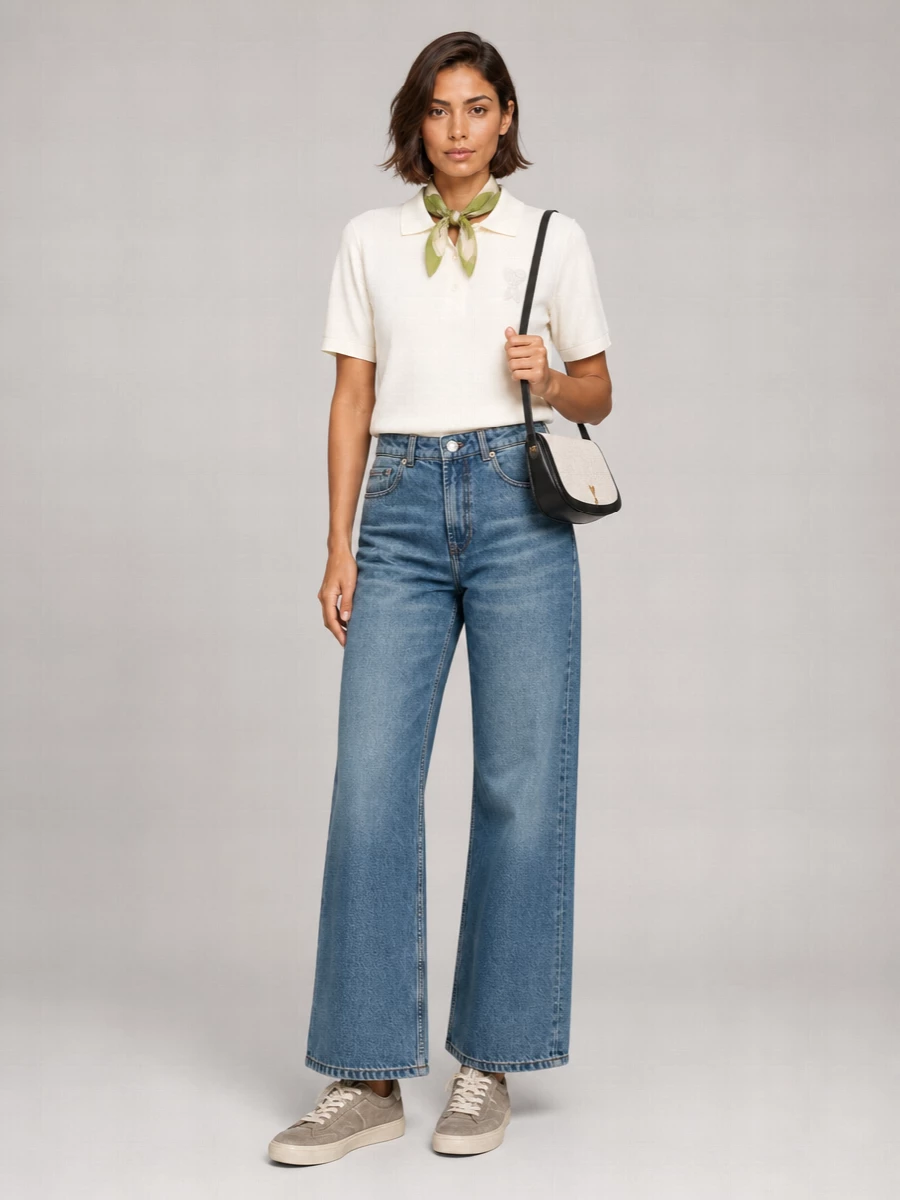 Ami Paris Denim Wide-Leg Jeans