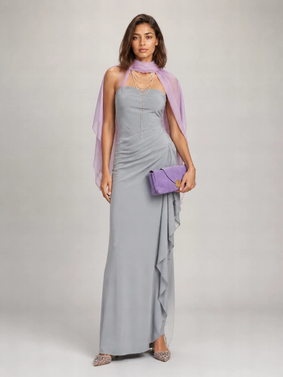 Versace Viscose Draped Sleeveless V-Neck Maxi Dress