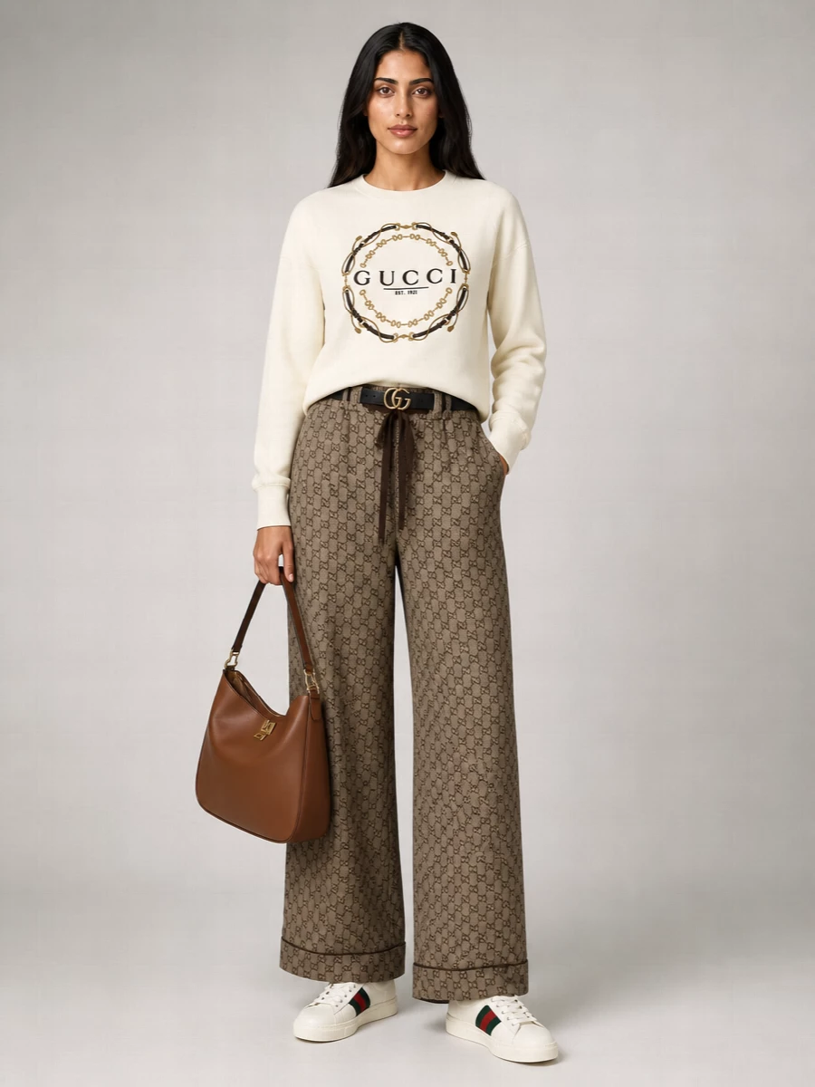 Gucci Silk Printed Wide-Leg Trousers