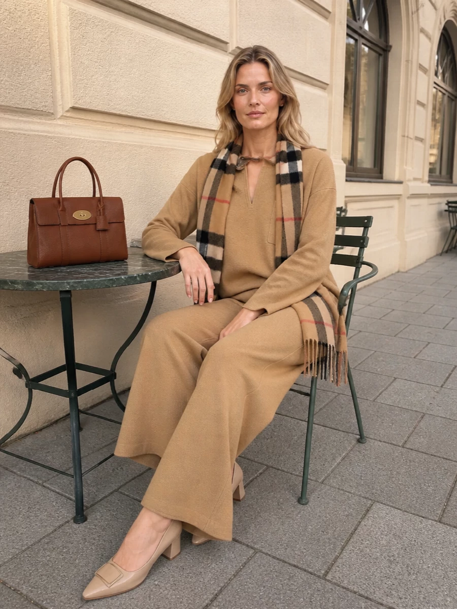 Max mara camel knit wide leg outfit
