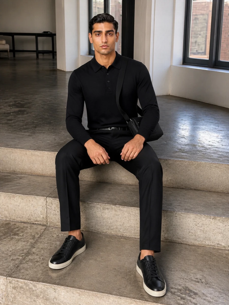Tom ford black polo tailored trousers sneakers