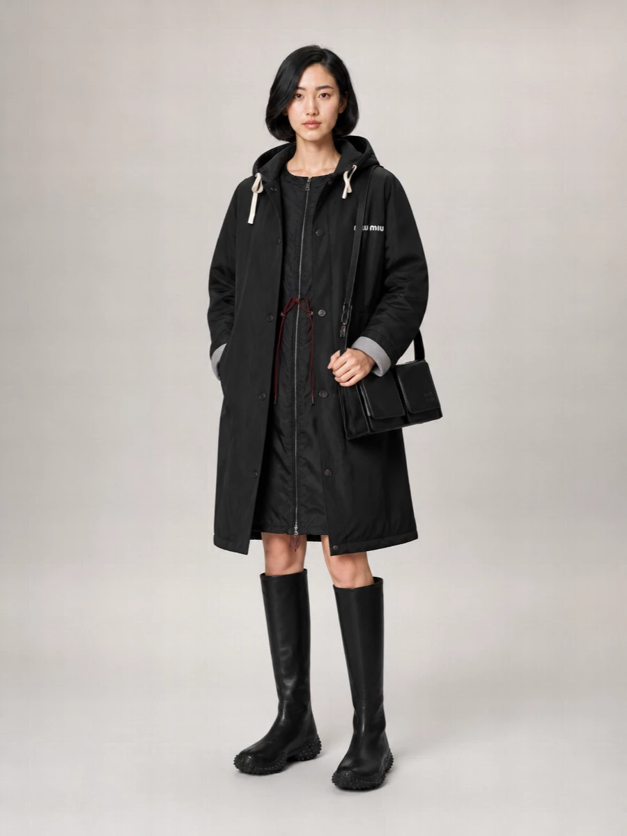 Miu Miu single-breasted hooded parka coat