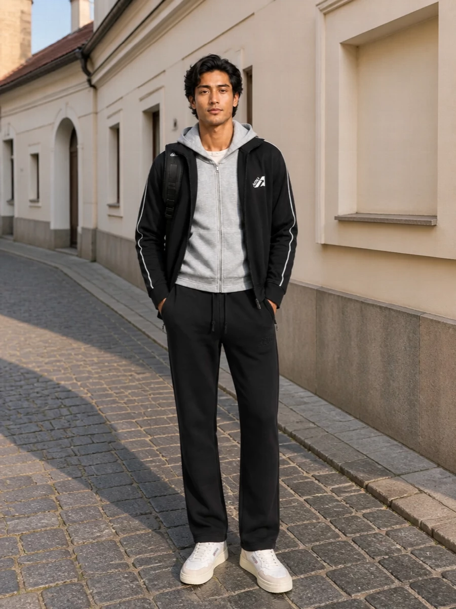 Autry track jacket outfit court sneakers