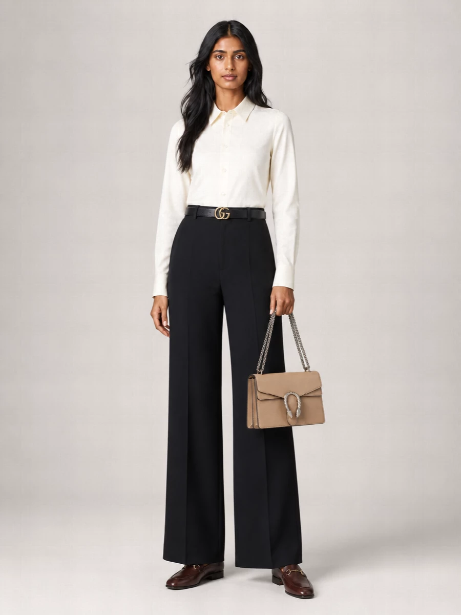 Gucci Structured Collar Long Sleeve Top