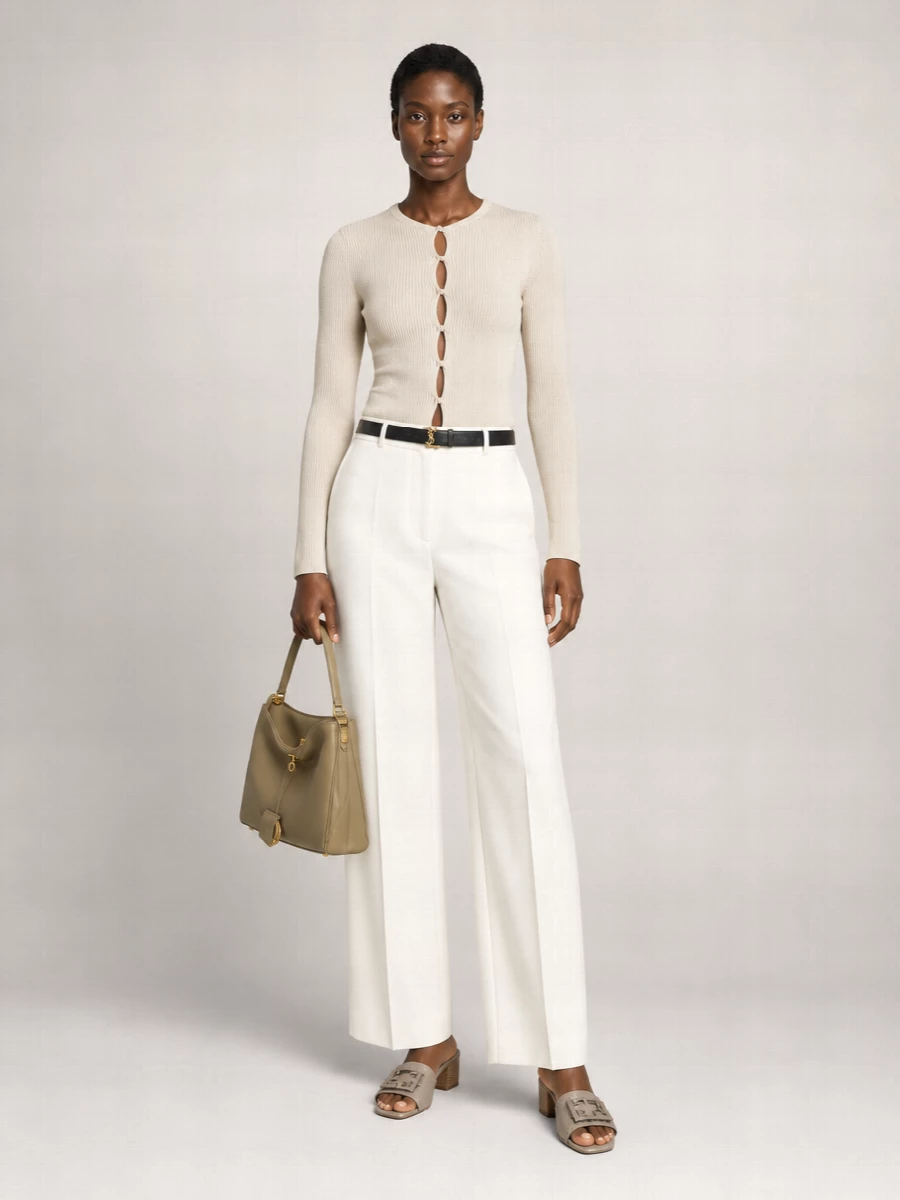 Fendi Cotton High-Rise Wide-Leg Trousers