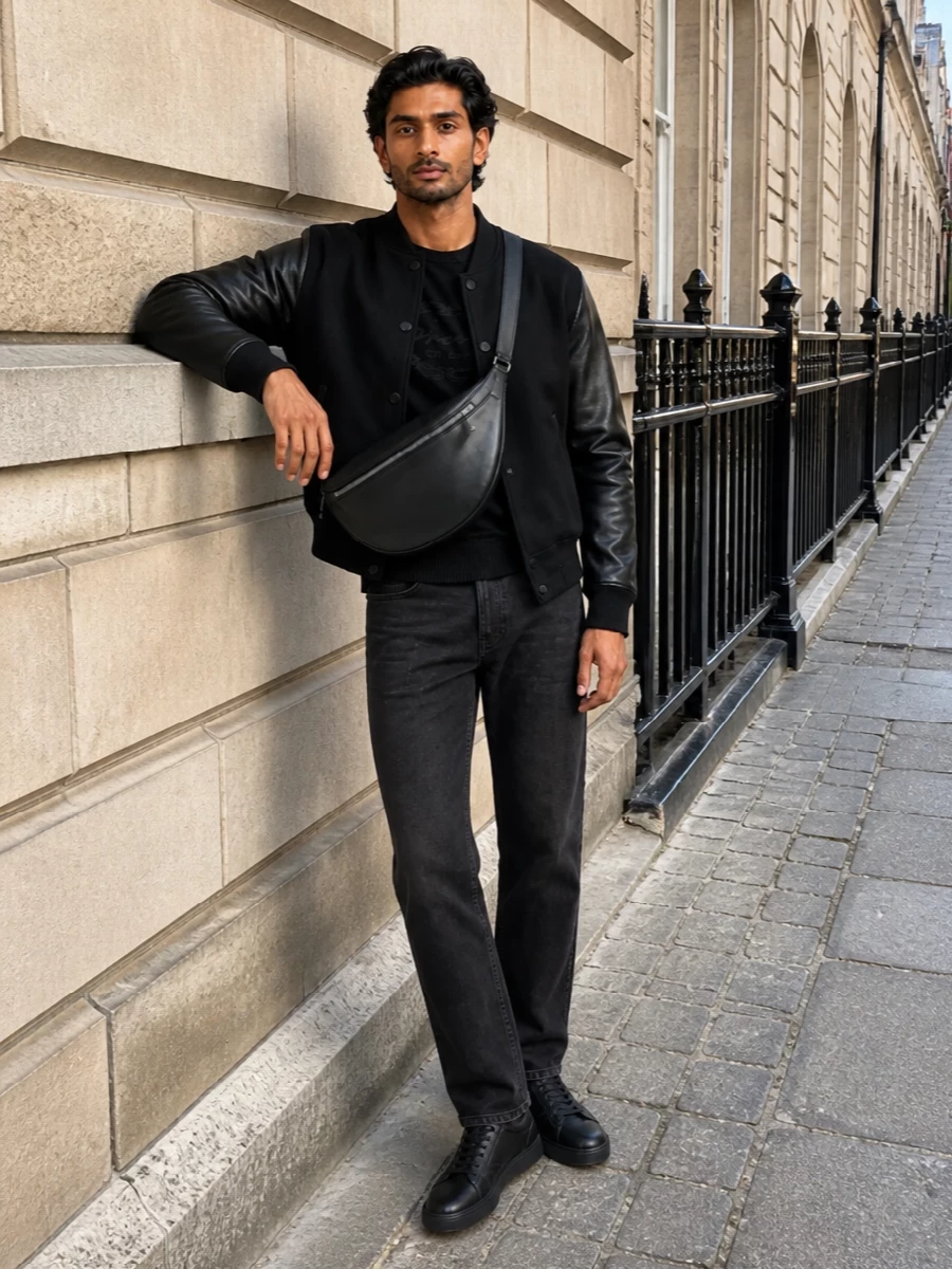 Givenchy varsity bomber black jeans outfit