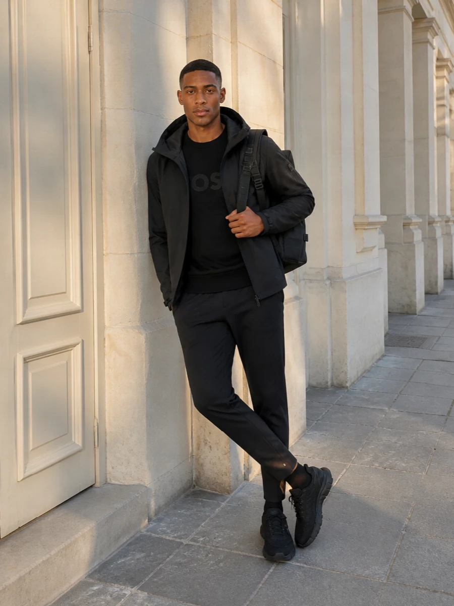 Boss technical shell jogger sneaker outfit
