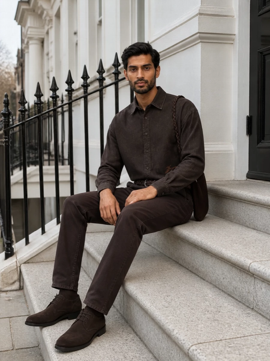 Jacob cohen brown jeans jacquemus shirt tods boots