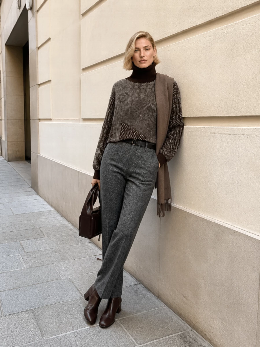 Mm6 margiela cropped turtleneck charcoal trousers
